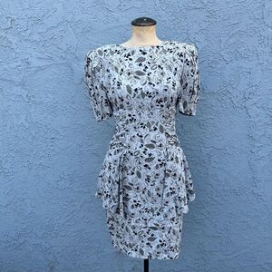 1980s Peplum Dress Ruffle Size Medium by Elegance Paris